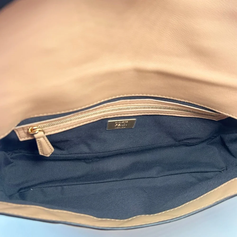 Fendi Nappa FF 1974 Embossed Baguette Bag Beige - Picture 10 of 15